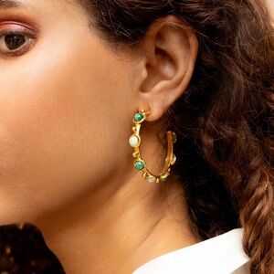 NEW | SYLVIA TOLEDANO Malachite-Amazonite Candies Hoop Earrings